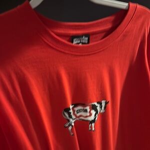 Icecream Red Short Sleeve Tee with Playful Cow Design